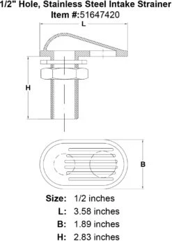 Intake Strainers -E-rigging Store 1 2 Hole Stainless Steel Intake Strainer specification diagram