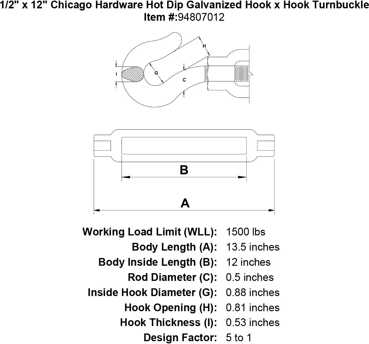 Chicago Hardware Hot Dip Galvanized Hook X Hook Turnbuckles 22 Chicago Hardware Hot Dip Galvanized Hook X Hook Turnbuckles - Image 20