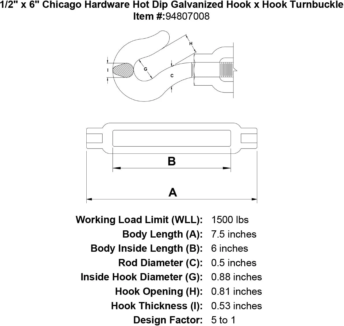 Chicago Hardware Hot Dip Galvanized Hook X Hook Turnbuckles 20 Chicago Hardware Hot Dip Galvanized Hook X Hook Turnbuckles - Image 18