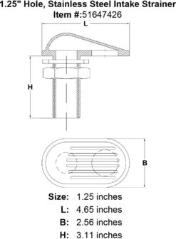 Intake Strainers -E-rigging Store 1 25 Hole Stainless Steel Intake Strainer specification diagram