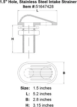 Intake Strainers -E-rigging Store 1 5 Hole Stainless Steel Intake Strainer specification diagram