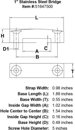 Stainless Webbing Bridges -E-rigging Store 1 Stainless Steel Bridge specification diagram