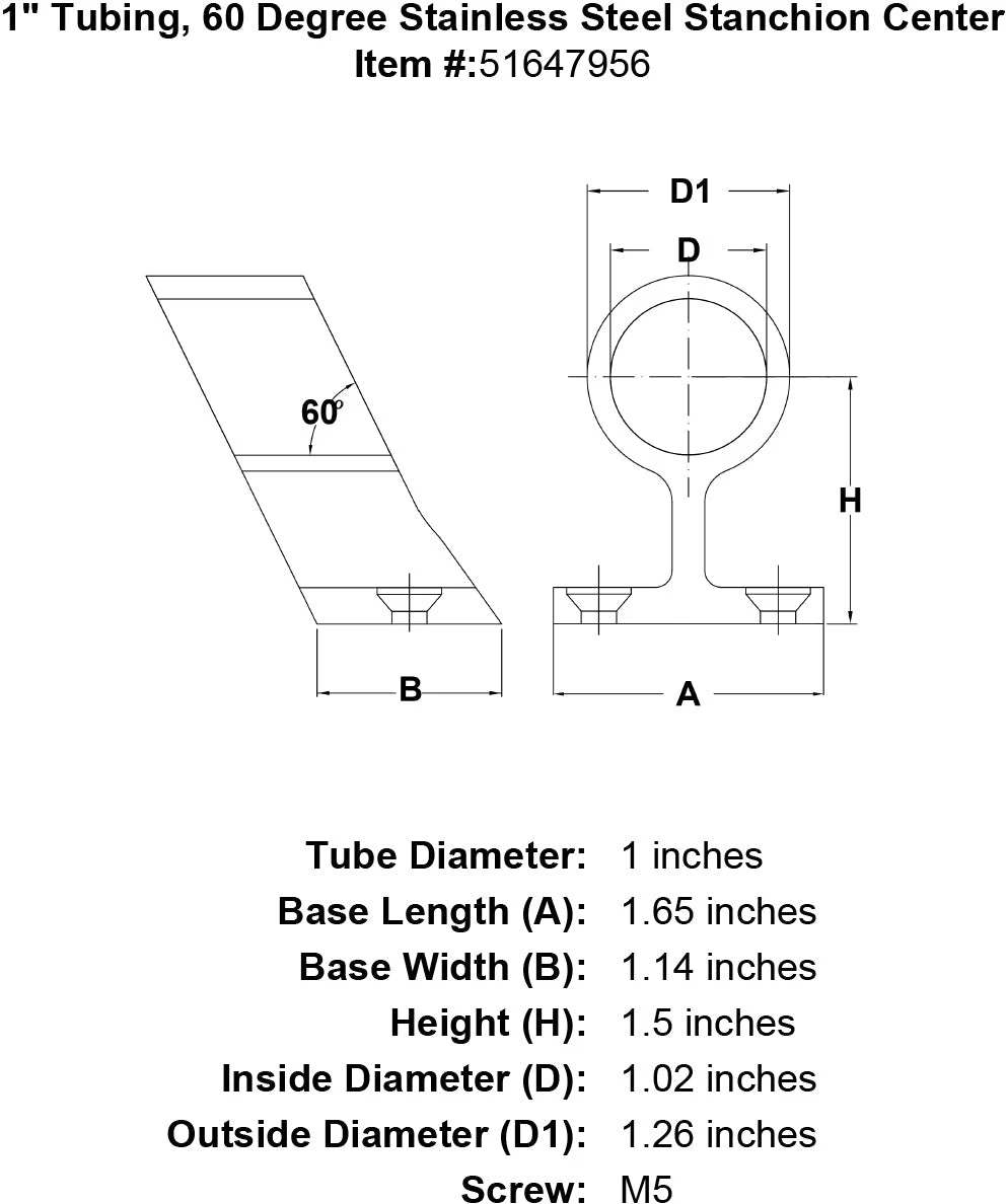 60 Degree Stanchion Center Fittings 6 60 Degree Stanchion Center Fittings - Image 4