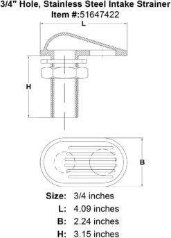 Intake Strainers -E-rigging Store 3 4 Hole Stainless Steel Intake Strainer specification diagram