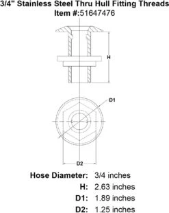 Thru Hull Threaded Fittings 21 Thru Hull Threaded Fittings -E-rigging Store 3 4 Stainless Steel Thru Hull Fitting Threads specification diagram