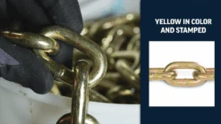 3/8" X 75' Grade 70, Yellow Chromate, Transport Chain, Pail -E-rigging Store 3 8 75 Lynx Grade 70 Yellow Chromate Transport Chain closeup