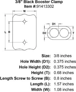 Ropeze Booster Clamps -E-rigging Store 3 8 Black Booster Clamp specification diagram