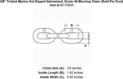 Trident Grade 40 Mooring Chain (Sold Per Foot) -E-rigging Store 3 8 Trident Marine G4 Hot Dipped Galvanized Mooring Chain specification diagram