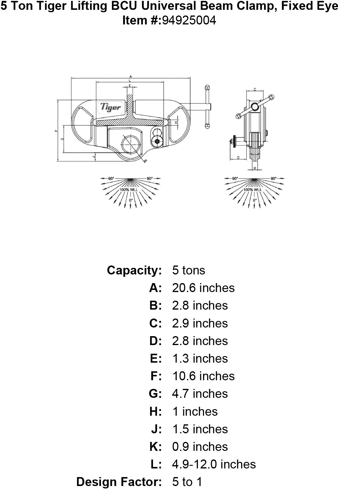 Tiger Lifting Universal Beam Clamps 5 Tiger Lifting Universal Beam Clamps - Image 3