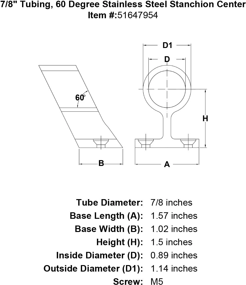 60 Degree Stanchion Center Fittings 5 60 Degree Stanchion Center Fittings - Image 3