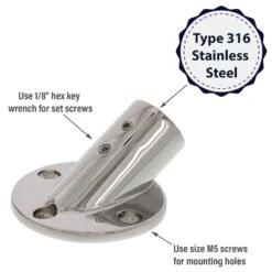 30 Degree Round Base Fittings -E-rigging Store SS 30 Deg Rnd Flt Bse 7 8 material type graphic