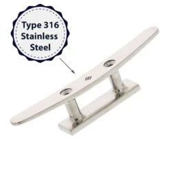 Stainless Low Profile Flat Top Deck Cleats, Slim Style 23 Stainless Low Profile Flat Top Deck Cleats, Slim Style -E-rigging Store SS Low Flat Deck Cleat type A material graphic