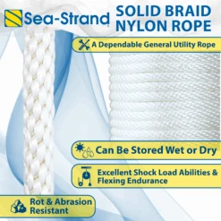Solid Braid Nylon Rope -E-rigging Store Sea Strand Solid Braid Nylon Rope Features
