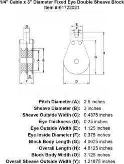 Fixed Eye Double Sheave Blocks 9 Fixed Eye Double Sheave Blocks -E-rigging Store double sheave quarter inch hd fixed eye block specification diagram
