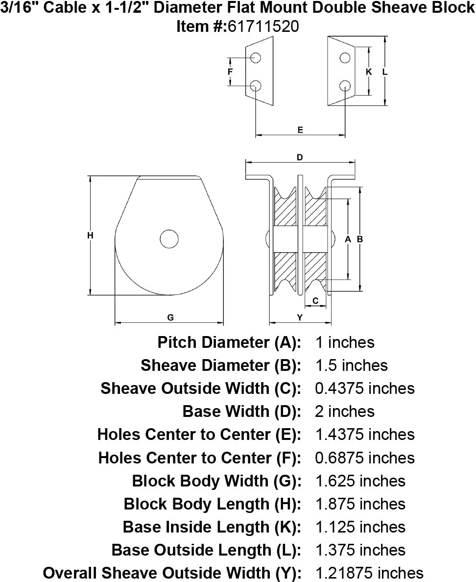 Flat Mount Double Sheave Blocks 5 Flat Mount Double Sheave Blocks - Image 3