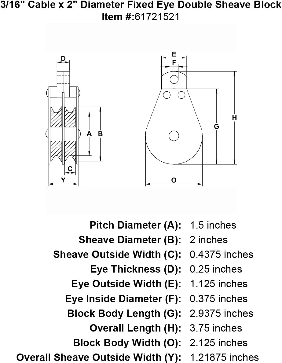 Fixed Eye Double Sheave Blocks 4 Fixed Eye Double Sheave Blocks - Image 2