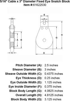 Fixed Eye Snatch Blocks 14 Fixed Eye Snatch Blocks -E-rigging Store five sixteenths inch fixed eye snatch block specification diagram