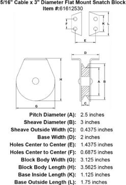 Flat Mount Snatch Blocks 13 Flat Mount Snatch Blocks -E-rigging Store five sixteenths inch flat mount snatch block specification diagram