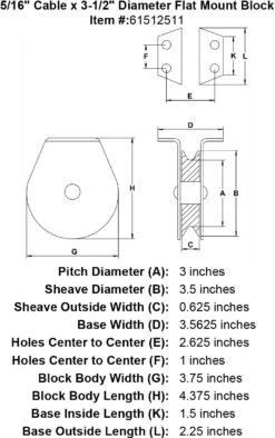 Flat Mount Blocks -E-rigging Store five sixteenths inch hd flat mount block specification diagram