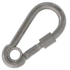 Stainless Spring Snap Links With Safety Nut -E-rigging Store five sixteenths inch stainless snap link screw type