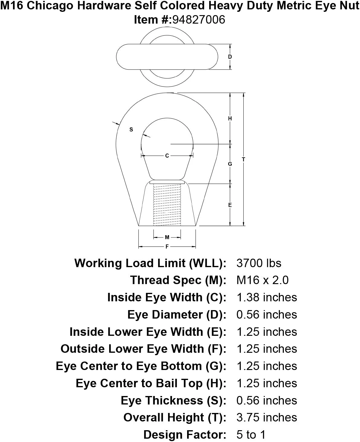 Chicago Hardware Self Colored Heavy Duty Metric Eye Nuts 13 Chicago Hardware Self Colored Heavy Duty Metric Eye Nuts - Image 11