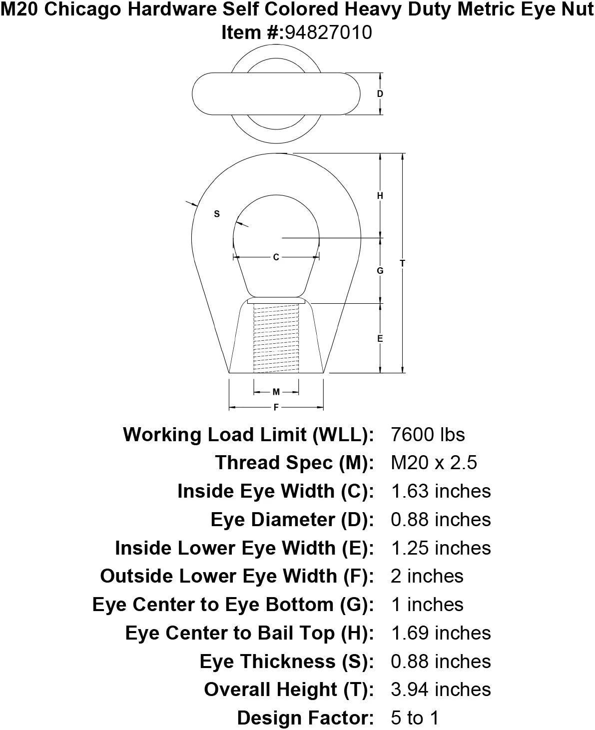 Chicago Hardware Self Colored Heavy Duty Metric Eye Nuts 15 Chicago Hardware Self Colored Heavy Duty Metric Eye Nuts - Image 13