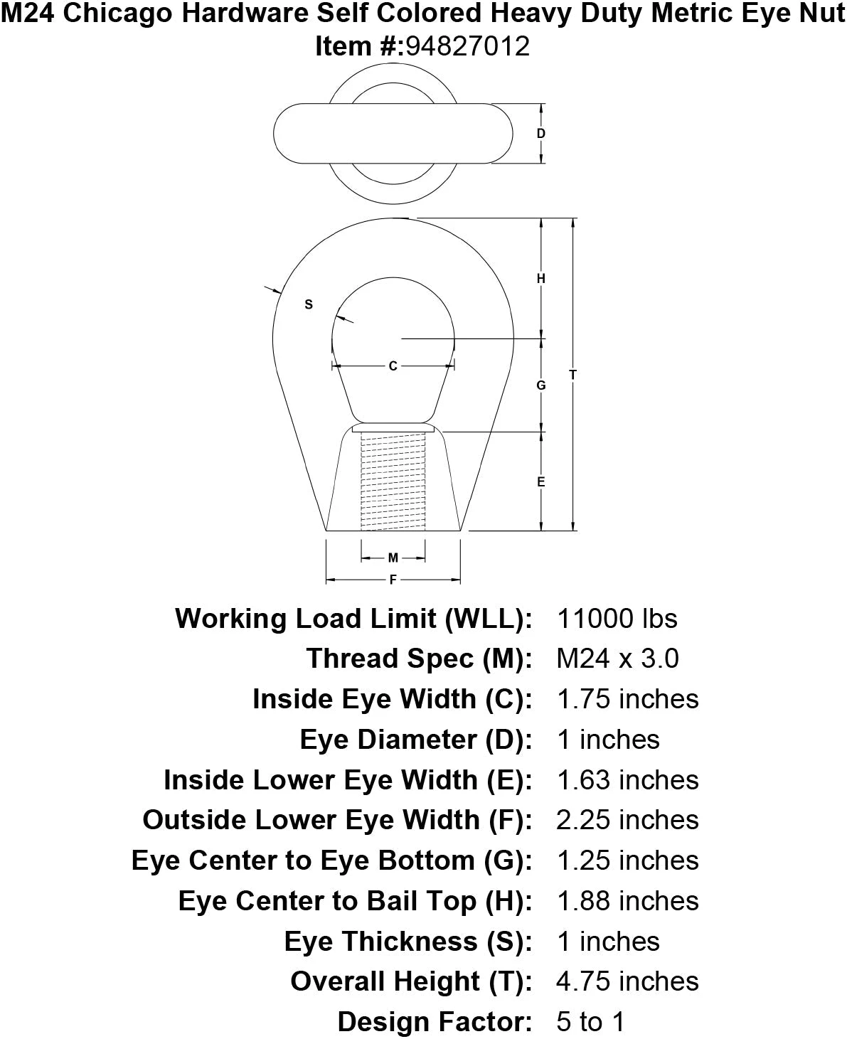 Chicago Hardware Self Colored Heavy Duty Metric Eye Nuts 16 Chicago Hardware Self Colored Heavy Duty Metric Eye Nuts - Image 14