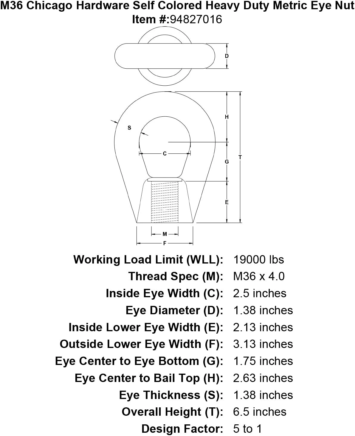 Chicago Hardware Self Colored Heavy Duty Metric Eye Nuts 18 Chicago Hardware Self Colored Heavy Duty Metric Eye Nuts - Image 16