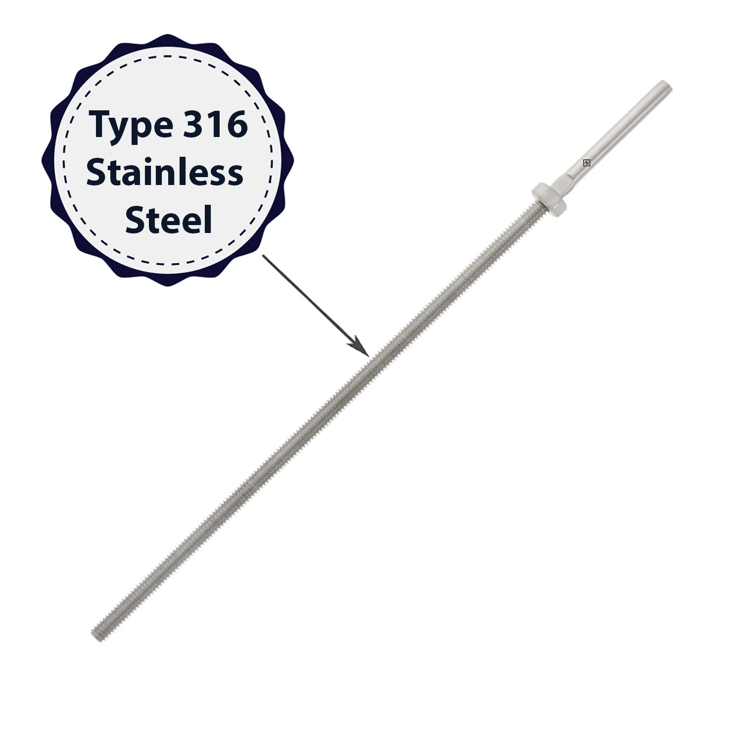 Stainless Cable Railing Extra Long Threaded Stud 5 Stainless Cable Railing Extra Long Threaded Stud - Image 3