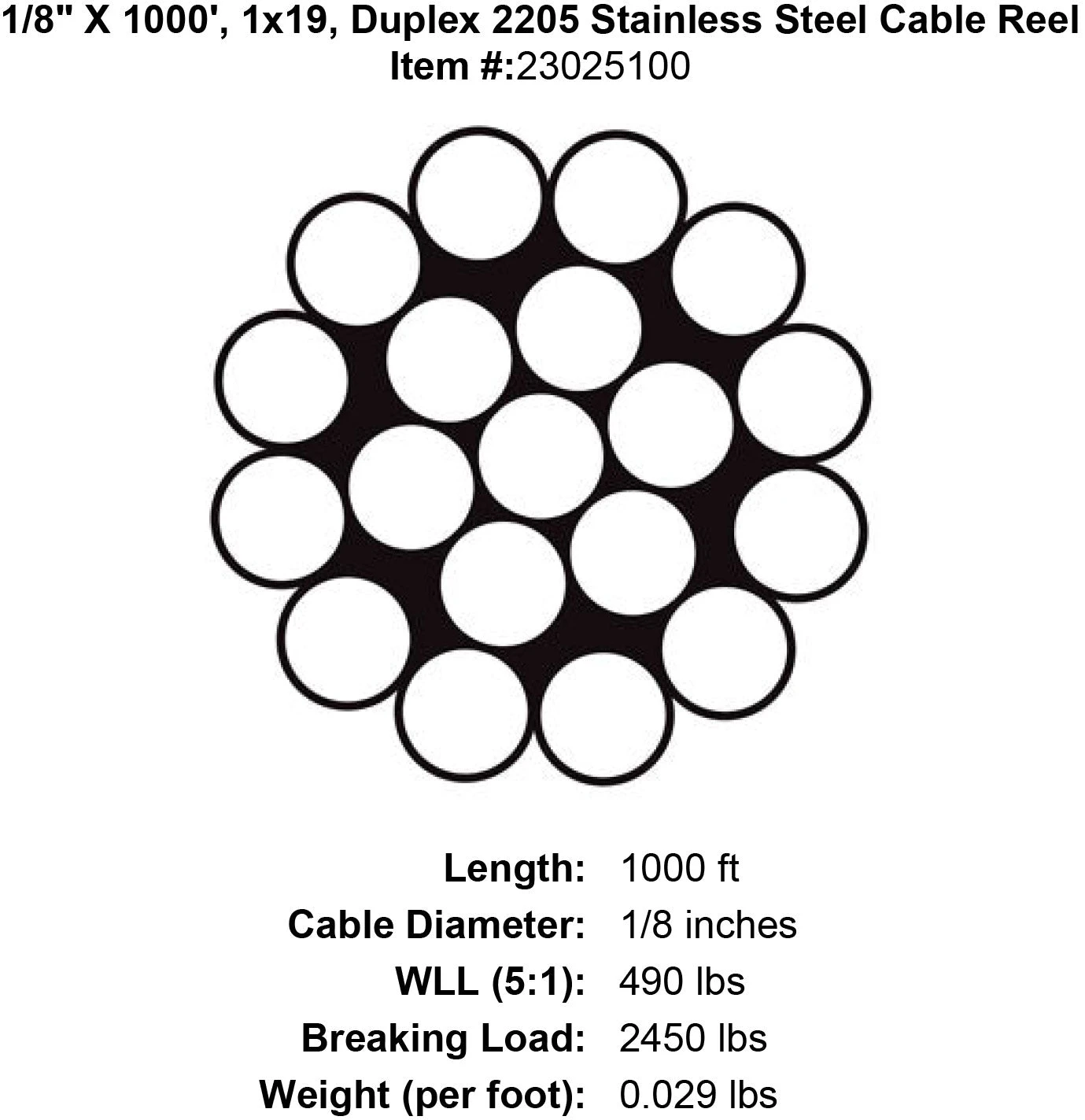 Grand Strand X 1x19 Duplex 2205 Stainless Steel Cable 10 Grand Strand X 1x19 Duplex 2205 Stainless Steel Cable - Image 8
