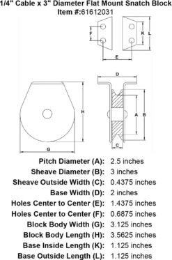 Flat Mount Snatch Blocks 12 Flat Mount Snatch Blocks -E-rigging Store quarter inch hd flat mount snatch block specification diagram