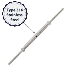 Stainless Steel Hand Swage Threaded Stud Turnbuckle -E-rigging Store quarter inch x three and one quarter inch stainless steel threaded swage turnbuckle coating