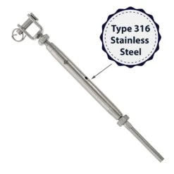 Stainless Steel Hand Swage Jaw Turnbuckle -E-rigging Store quarter x three and one quarter stainless steel Jaw x Hand Swage Turnbuckle for one eighth cable coating