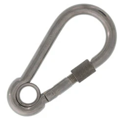 Stainless Spring Snap Links With Safety Nut -E-rigging Store seven sixteenths inch stainless snap link screw type