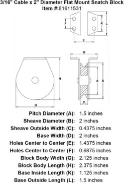 Flat Mount Snatch Blocks 9 Flat Mount Snatch Blocks -E-rigging Store three sixteenths inch hd flat mount snatch block specification diagram