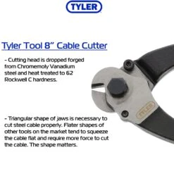 Wire Rope & Cable Hand Cutters -E-rigging Store tyler tool eight inch cable cutter graphic 2