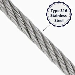 HAAS Stainless 7x19 Type 316 Stainless Steel Cable -E-rigging Store type 316 stainless steel material type graphic